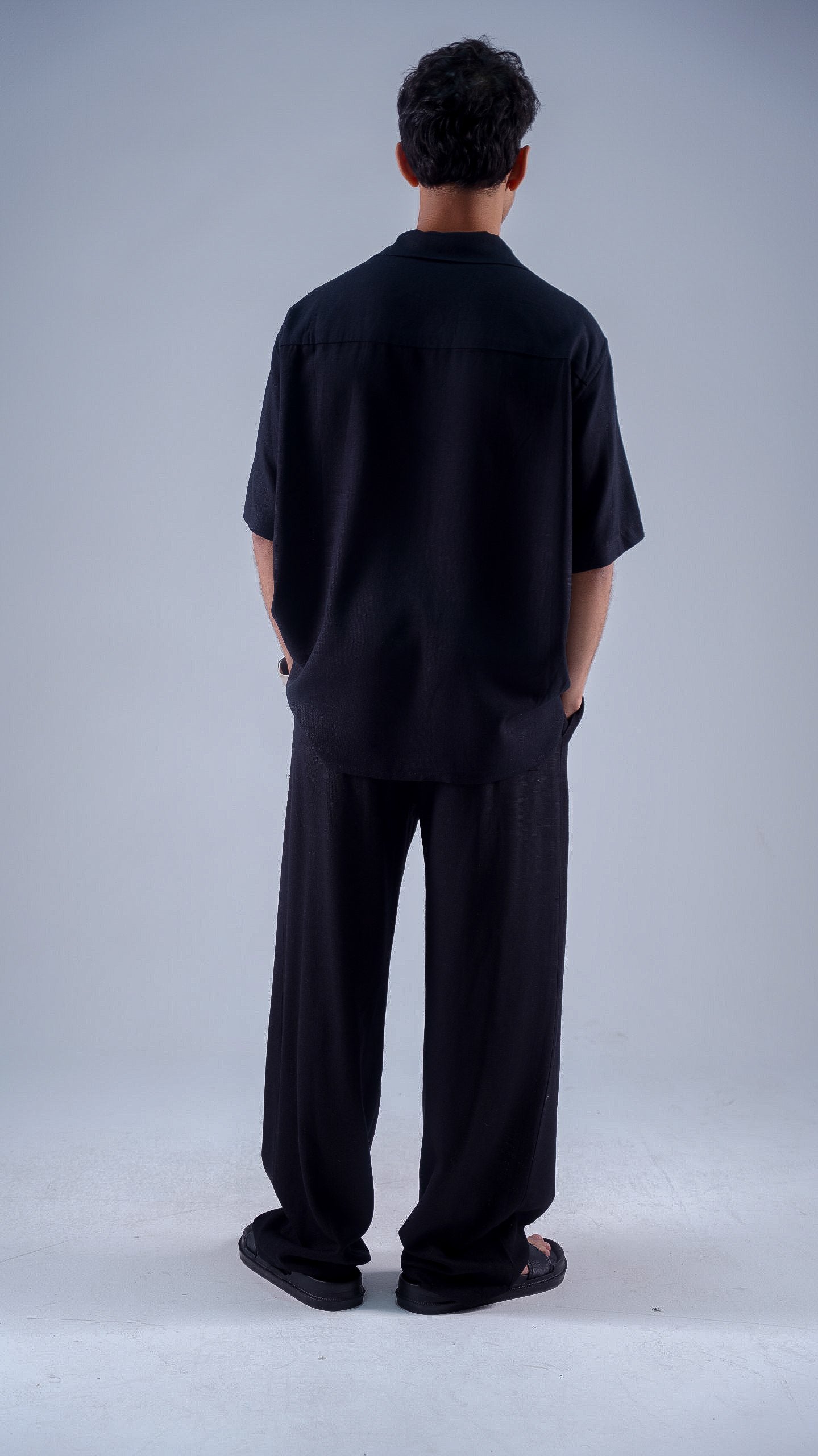 Camp collar Lenin shirt black