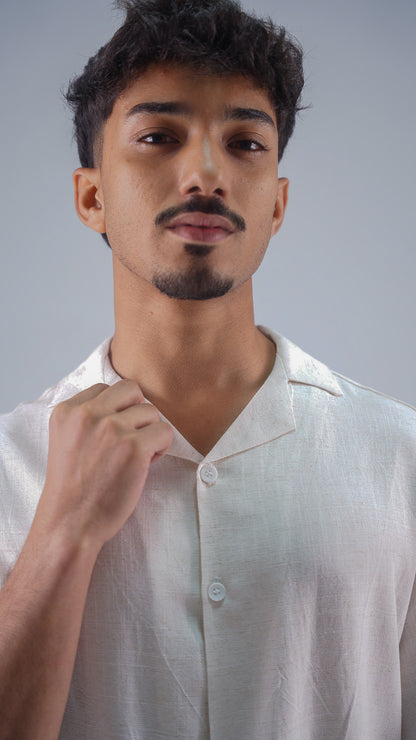 Camp collar Lenin Shirt natural