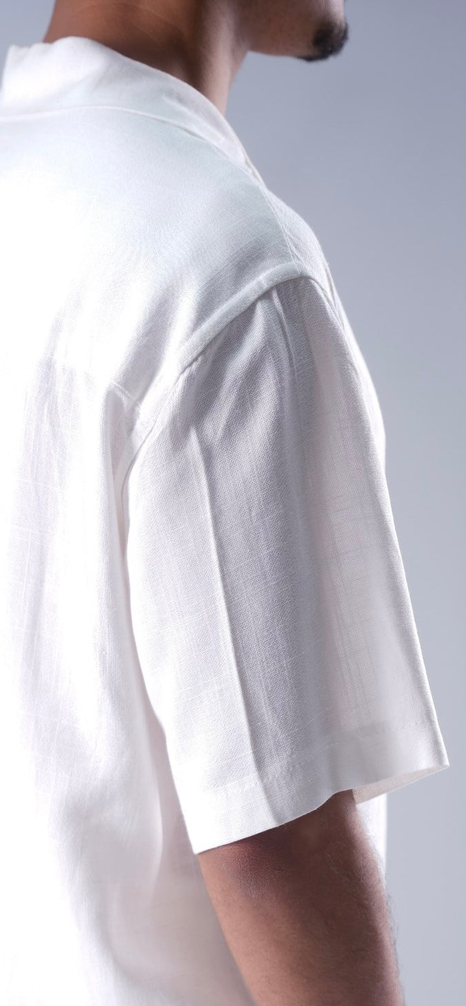 Camp collar Lenin shirt white