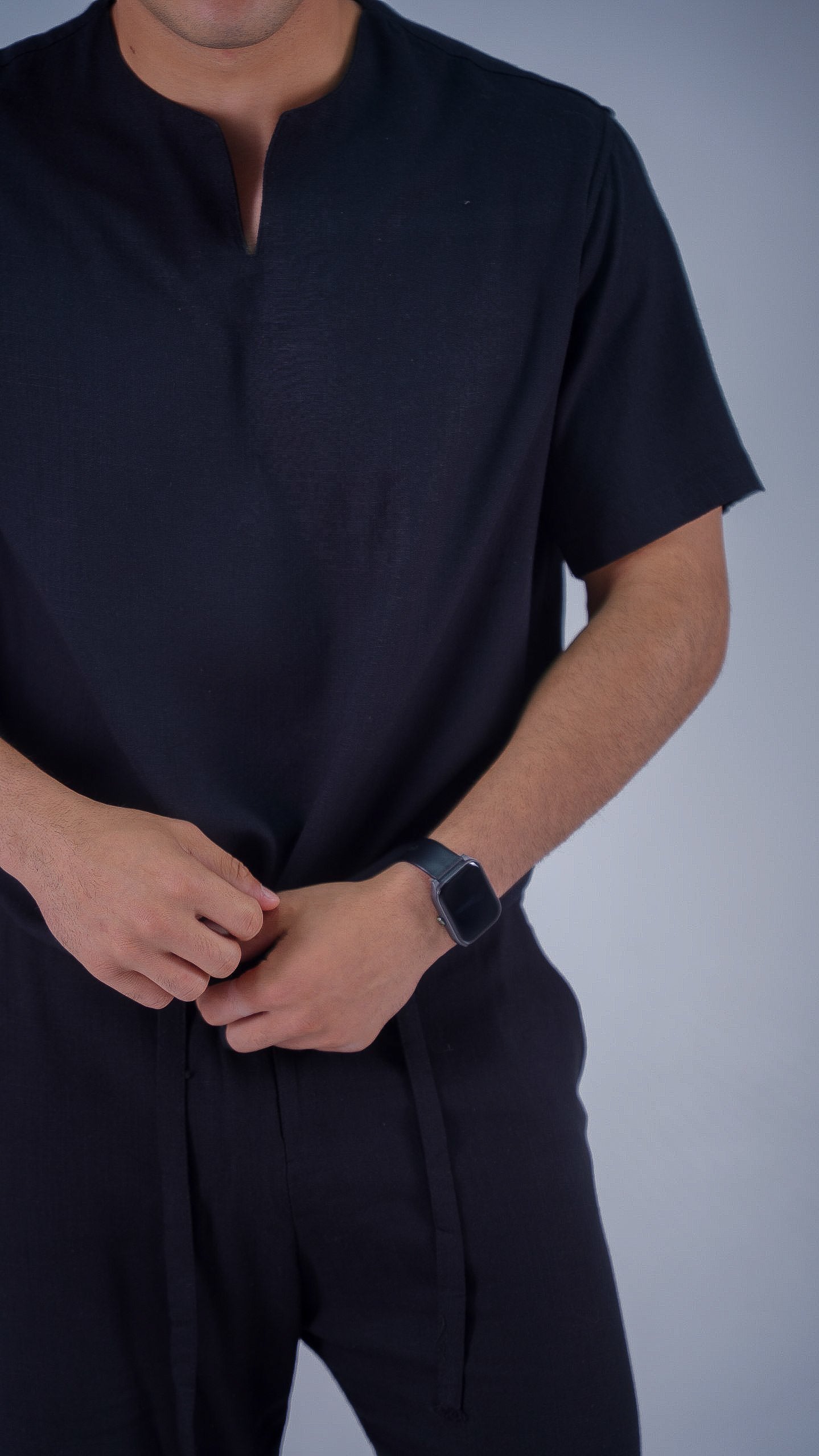 Split neck Lenin set Black